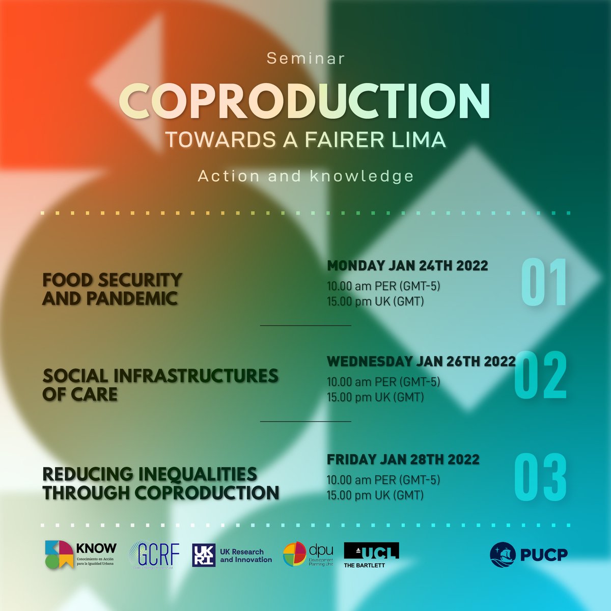urban_know's tweet photo. 🇵🇪👋As part of the @urban_know suite of #CityPartner events for #KNOW2022 👉https://t.co/SGIrZYxHBr:
✊🟢join the @ConurbPucp 🇵🇪#KNOWLima team presenting their investigations across 3 seminars. 🗓️24-28 Jan Register now 👉https://t.co/UDscfnuLdI @BelenDesmaison @dpu_ucl @HIC_AL https://t.co/nGX8TkFi0c