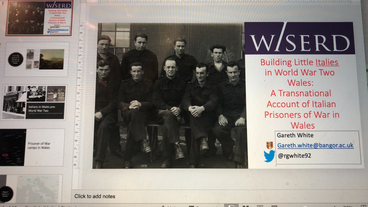 rgwhite92's tweet photo. About to present my research on the Italian Prisoners of War at @WISERDNews PG and ECA conference with a focus on the history of #HenllanBridge POW camp. @BangorMLC @BangorUni #welshitalian #NewPerspectivesMigration https://t.co/Dw2RctDnfB