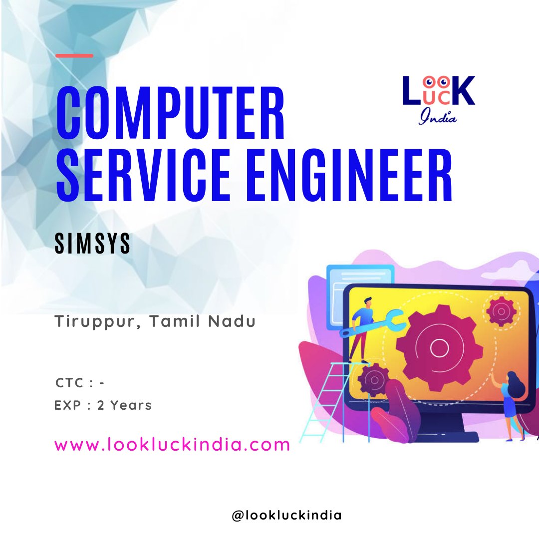 lookluckindia's tweet photo. Computer Service Engineer

For more information visit our website 

👉 https://t.co/YqmP2qkYfK

App link: https://t.co/vRSlctqd1z

#lookluckindia #JobAlert #jobseeking #tiruppurcorporation #TamilNadu #JobSearch https://t.co/XFpVzrRmMx