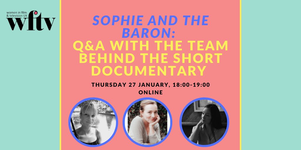 Catch our Q&amp;A with the team behind the Oscar long-listed doc Sophie and the Baron, with director &amp; producers Alexandria Jackson &amp; Joanna Natasegara @jojonata &amp; the film’s subject artist <a href="/SophieKipner/">Sophie Kipner</a> discussing their experiences making the film - register: bit.ly/WAE_22