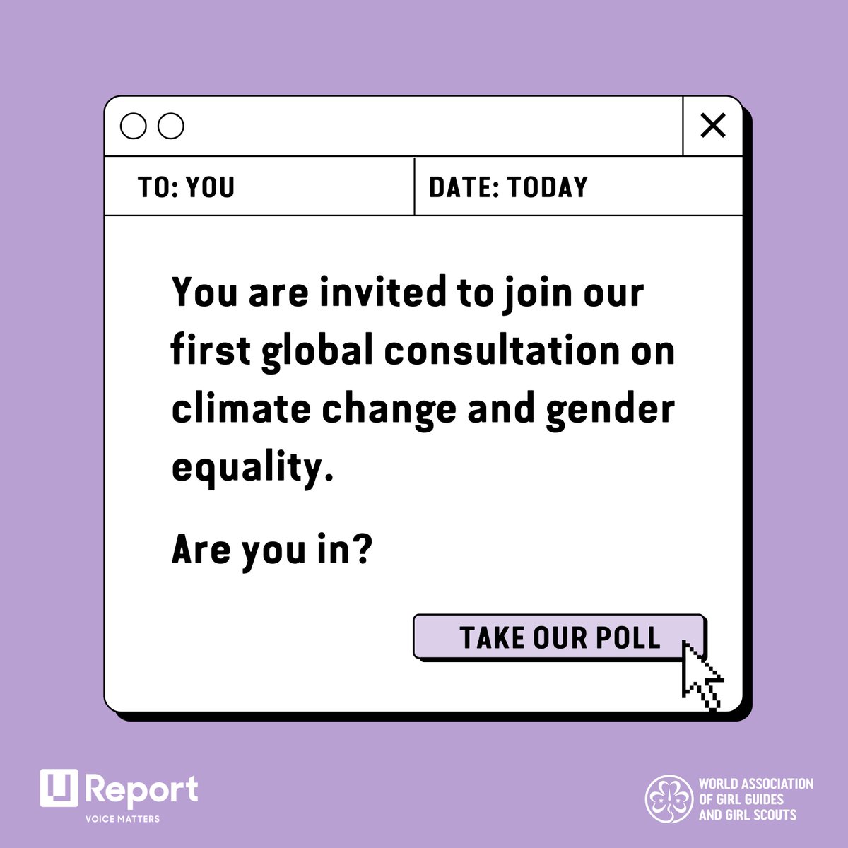 wagggsworld's tweet photo. Has being a #GirlGuide or #GirlScout encouraged you to protect the #environment 🌱⛺? Ahead of World Thinking Day 🥳, tell us all in WAGGGS' first consultation on #ClimateChange! 

➡️ https://t.co/Dz8yRsqxtb⬅️

#BringInTheGirls #YourVoiceMatters
@UReportGlobal https://t.co/ZEEUSwDray