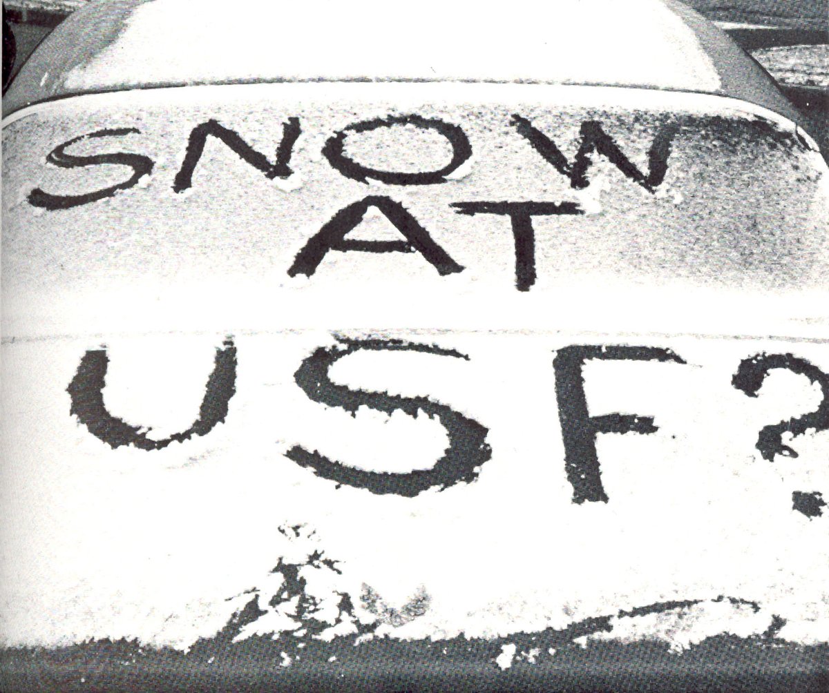 USFalumniAssn's tweet photo. In 1977, Marc Zamore, Accounting '67, was a 31-year-old Tampa office supply proprietor who'd placed a joke ad offering snow removal equipment. 45 years ago today, his joke backfired when we got a historic snowfall, prompting a flood of calls. #USFhistory https://t.co/SatzuruLUb