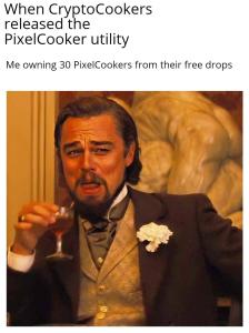 CryptoCookers's tweet photo. Make sure you enter the PixelCooker giveaways 👨🍳
Early adopters who have got 30 #PixelCookers are now eligible for the Gold, Silver & Bronze raffles & WL spots for 1st Gen ChibiCookers.
ChibiCooker release date TBA
#NFTcommunity #solanaNFT #NFTs https://t.co/UtshC9ljOo