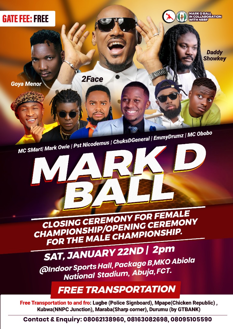 IamMarkDBall's tweet photo. MARK D BALL BASKETBALL CHAMPIONSHIP is the perfect place to be on Saturday 22nd of January 2022
All your favorites will be there
NO GATE FEE
FREE TRANSPORTATION
MAXIUMUM ENTERTAINMENT GUARANTEED
@nbbfonline
#MarkDBall #markdball2022 #WomenBasketball🇳🇬 https://t.co/rsZHZYLWbE