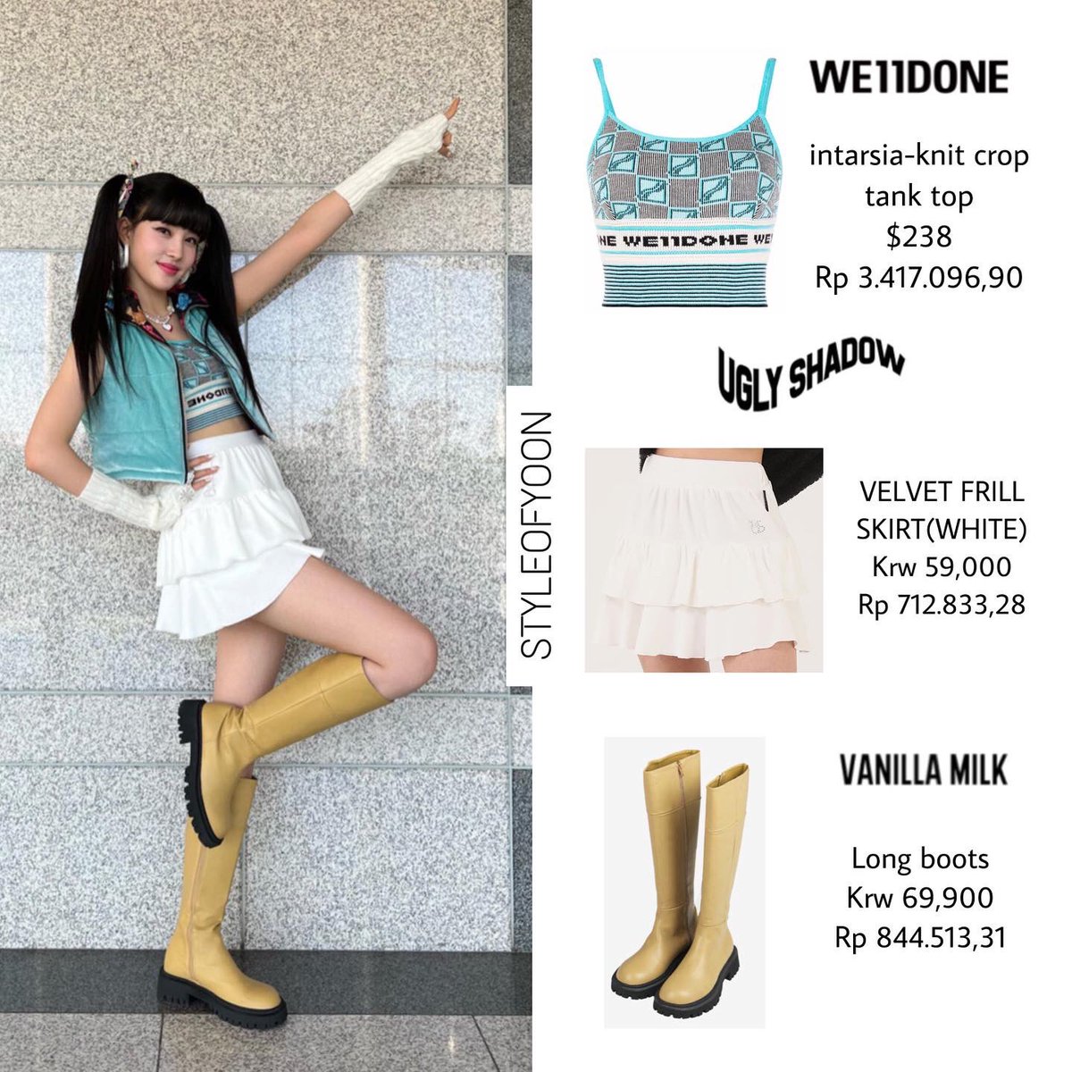 styleofyoon's tweet photo. 📸 Yoon Bubble update 
——
@we11done crop top 
@uglyshadow_official skirt 
@vanillamilk_official boots 
@myboo_world Earring 
——
⚠️ don't steal my info, give full credit⚠️

#stayc #staycstyle #yoonstayc #yoonstyle #윤 #스테이씨윤패션 #스테이씨윤스타일 #스테이씨 #sobad #staycyoon https://t.co/F9YMBVfGpj