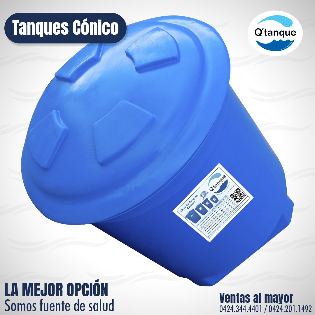 Qtanques's tweet image. Tanque Cónico Liso

✔ Su pared interna es completamente lisa.
✔Fabricado con polietileno.
✔Disponible en color azul y negro.

Si eres ferretería, trabajas con instalación o deseas comprar nuestros productos al mayor contáctanos al WhatsApp 0424.344.4401 / 0424.201.1492