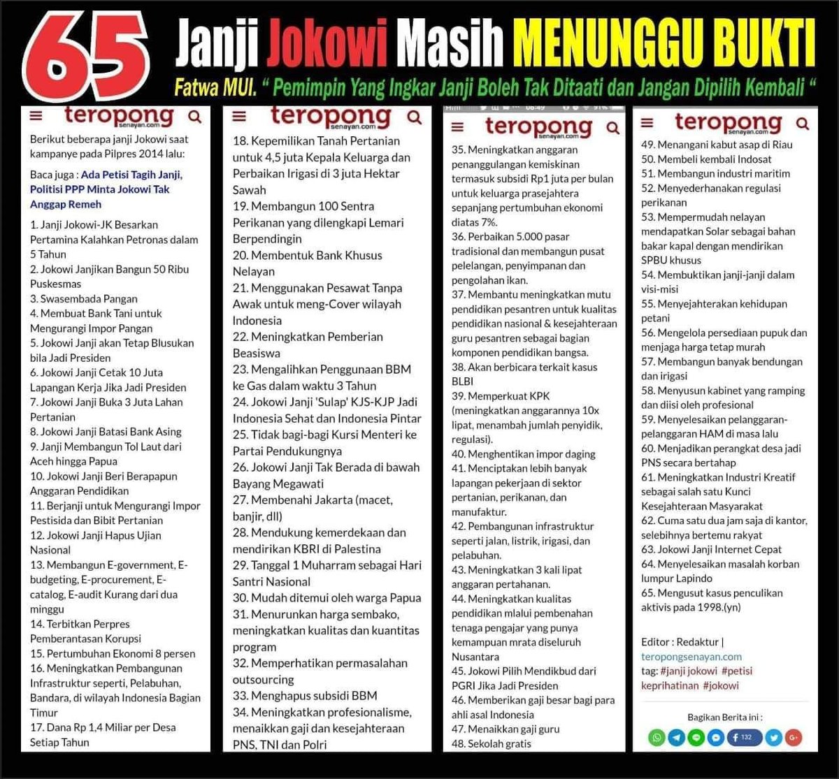 Boediantar4's tweet photo. Janjinya banyak yg blm ditepati
Tapi malah maksa pindah ibukota di tengah keuangan negara yang sekarat. Apa pindah ibukota termasuk janji jkw? 
Lebih urgen tepati janji-janji yang menyentuh kehidupan rakyat 
#ReferendumTolakIbukotaBaru https://t.co/FWbuehpyDE