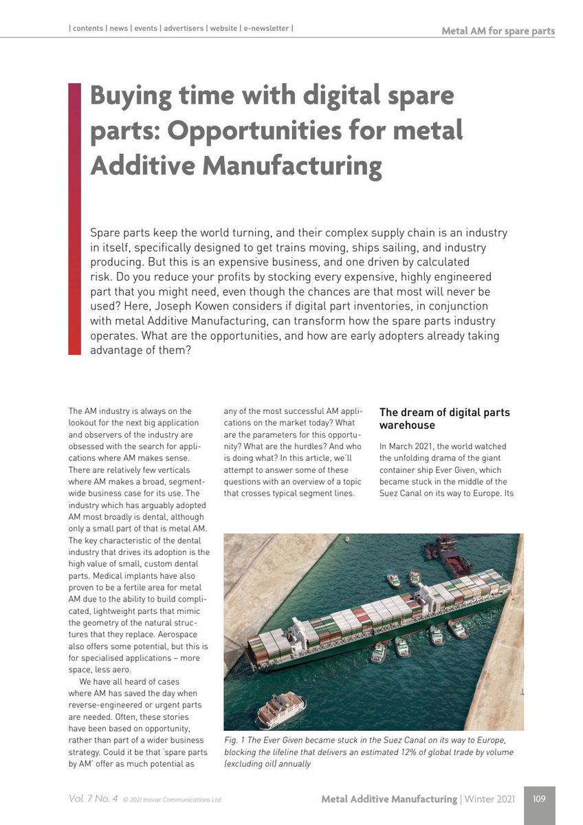 DNAamUK's tweet photo. Could #AdditiveManufacturing be the answer for cheap and accessible spare parts?

@MetalAMMag explores application potential, and the challenges involved: https://t.co/o9g0RYQdim 
#additivemfg #additi https://t.co/XIOq6e8iJ5