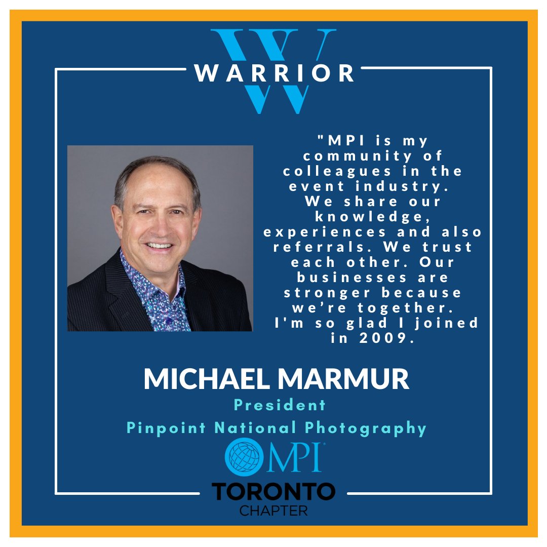It was a true pleasure connecting with Michael, this week's Wednesday Warrior. It was very easy for him to respond to our question: "In just a few words, how would he convince a non-MPI member to join the MPI Toronto Family?”
<a href="/PinpointPics/">Pinpoint National Photography</a>