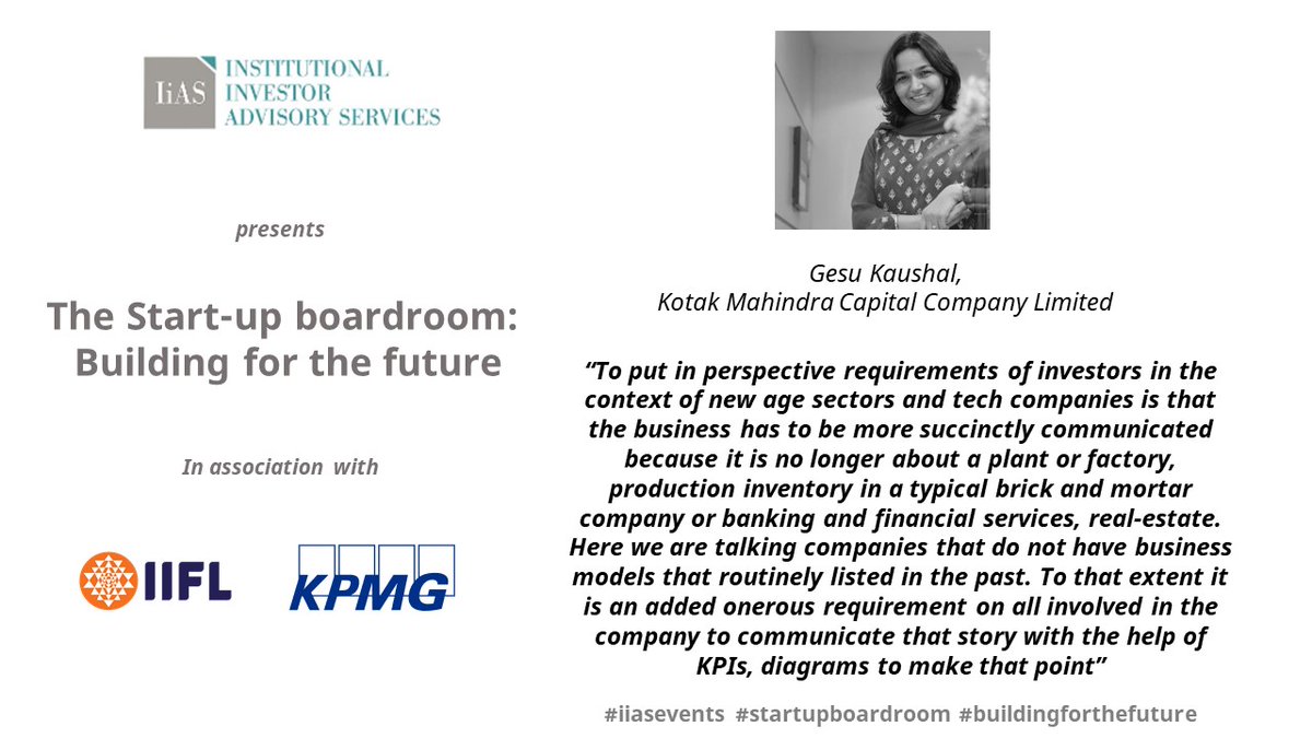 IiASAdvisory's tweet photo. Gesu Kaushal at IiAS' virtual conference
#startupindia #Governance #startupboardroom #iiasevents #buildingforthefuture #future #india #building #investors https://t.co/cixH8DwCA7