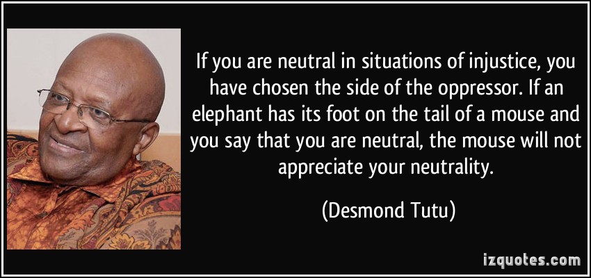 AlarmChina's tweet photo. #Quote:
“If you are neutral in situations of #injustice, you have chosen the side of the #oppressor. If an elephant has its foot on the tail of a mouse, &
you say that you are neutral, the mouse will not appreciate your #neutrality.” — Archbishop #DesmondTutu
#SupportLithuania! https://t.co/zyZ1LGC0lf