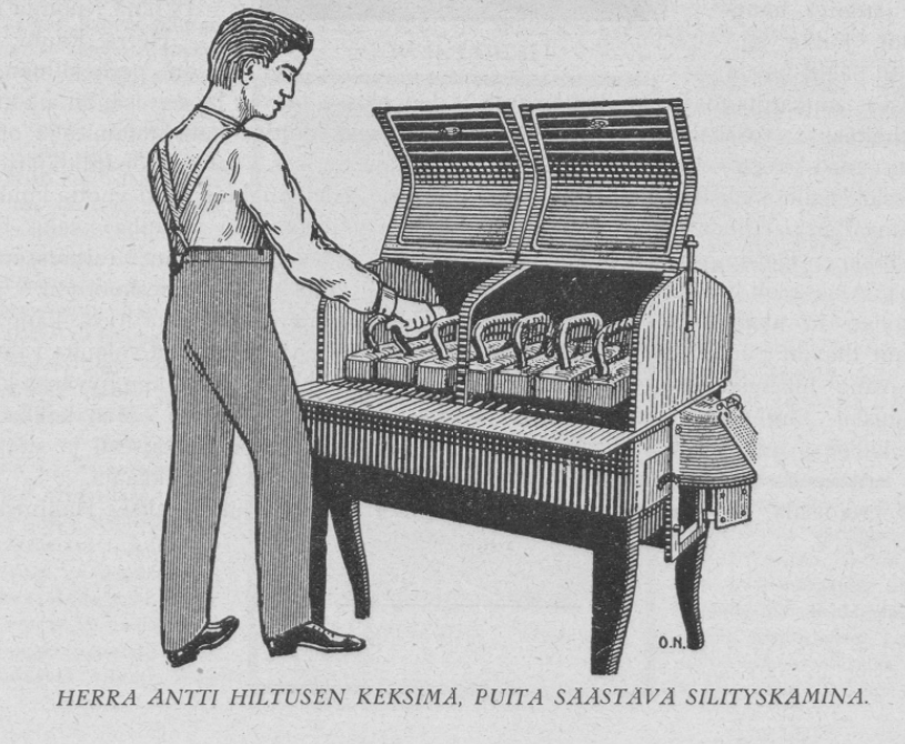 PekkaJrvinen20's tweet photo. Nerokas innovaatio silittämisen alalla! Lapsena minunkin kotonani vielä kuumennettiin silitysrautoja valurautahellalla - sitten tuli sähkörauta. Helsingin Kuvalehti 18.8.1917. https://t.co/jNPNhI3bWF