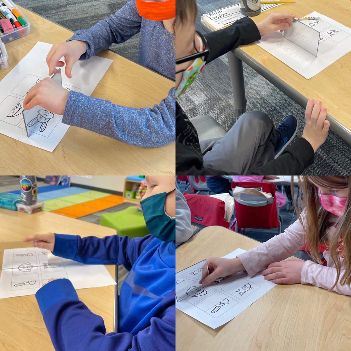 Mirror mirror on the wall….using mirrors to see how light reflects. <a href="/TosaMcKinley/">McKinley Elementary</a> <a href="/tosaschools/">Wauwatosa Schools</a> #Tosaproud #firstgrade