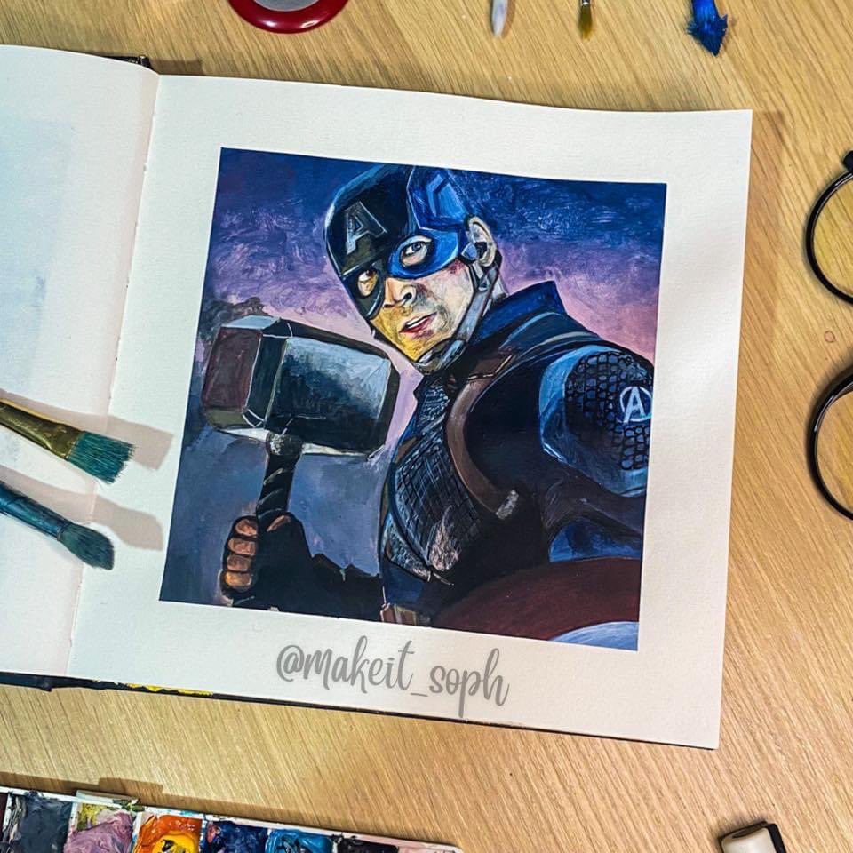 #Marvel Sketchbook Challenge - C is for Captain America! 🇺🇸 3/94 #acrylicpainting #sketch #ArtistOnTwitter #Art