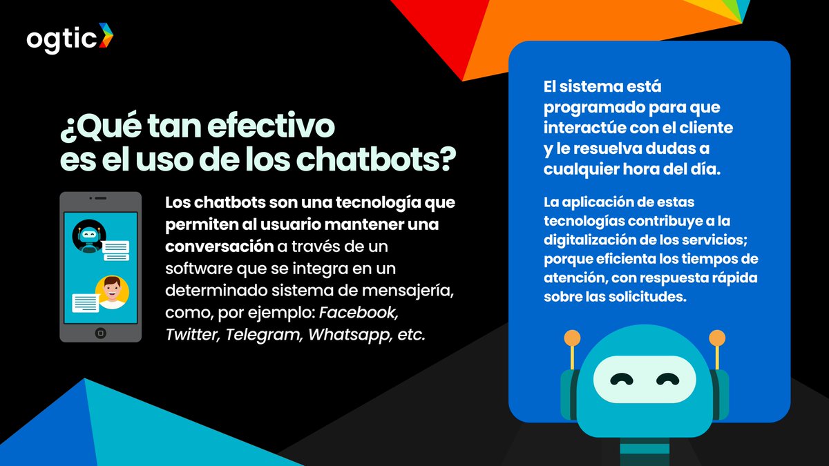 OGTICRDO's tweet photo. Seguro que en más de una ocasión has escuchado hablar de los chatbots pero, ¿sabes su importancia como herramienta para la transformación digital?. 🤔
#OGTIC
#GlorarioDigital
#ChatsBots https://t.co/H4WFqWHuAp