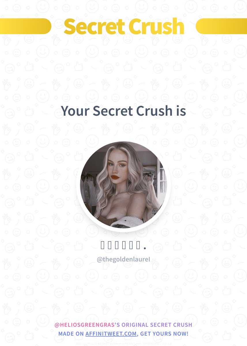✨ Secret Crush

thegoldenlaureI secretly loves you! 😳
Who loves you in secret?

➡️ affinitweet.com/secret-crush