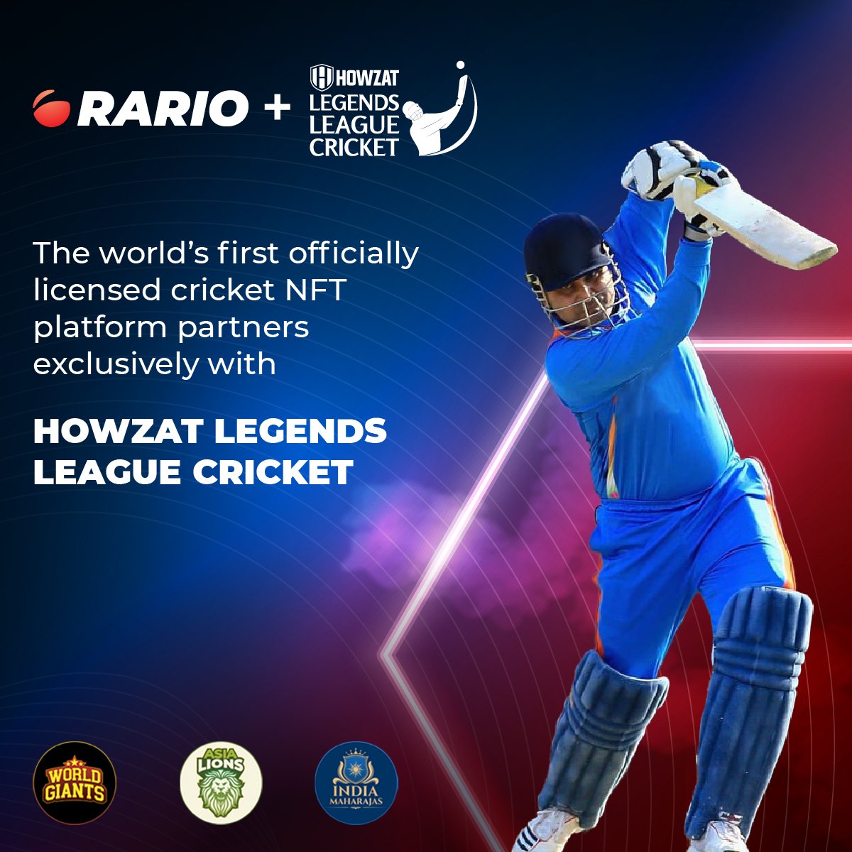 rariohq's tweet photo. 📢 Partnership Announcement 📢

Taking a trip down memory lane, Rario, in partnership with Howzat Legends League Cricket, is set to launch exclusive NFTs featuring the heroes who made us hopeless romantics of the game we so dearly love. #RarioLegends @llct20 https://t.co/ouesmCnGbM