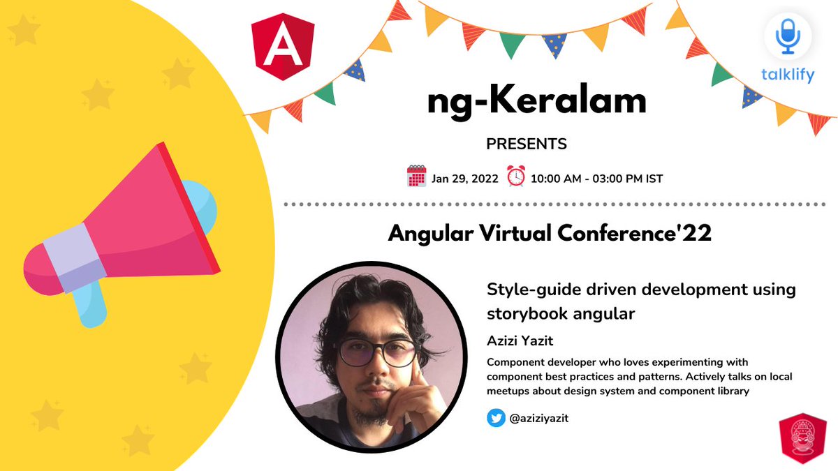 ng_keralam's tweet image. Join us with @aziziyazit at @angular Virtual Conference&apos;22 and let us explore Style-guide driven development using storybook angular
🗓️ 29th January 2022
⏰ 10:00 AM - 03:00 PM IST
👉 Reg Link - townscript.com/e/angular-virt…
#angular #ngKeralam #conference