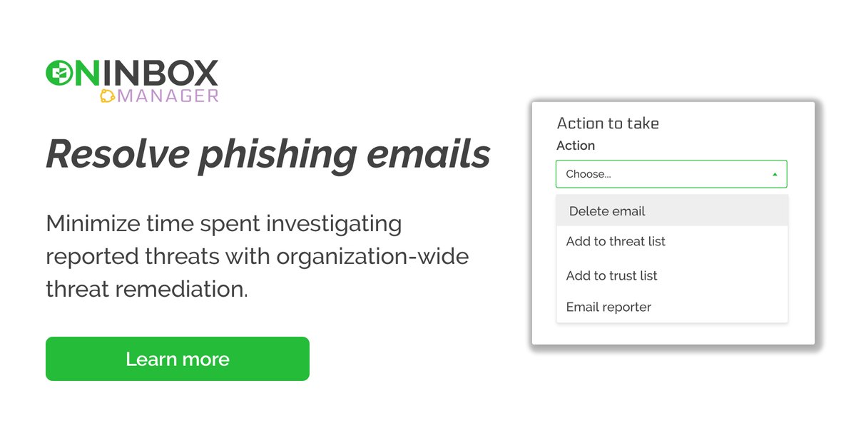redsift's tweet photo. We’re delighted to announce the launch of OnINBOX Remediation, the tool that empowers organizations to resolve #phishingemails fast while minimizing detective work and saving time.🛡⏳

Full story here: https://t.co/MqqfIdRBxc https://t.co/KWf25FDWX0