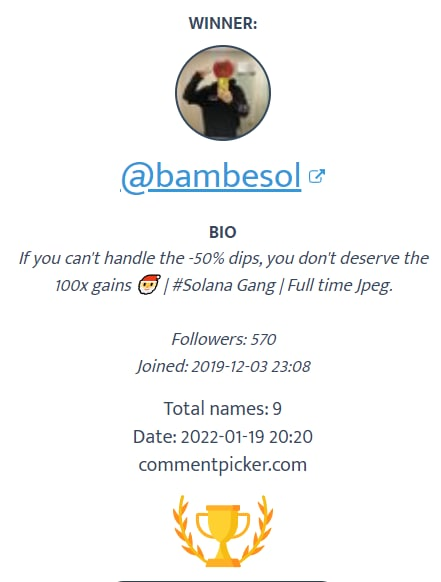 DrawedApes's tweet photo. Winner Giveaway!
@bambesol please dm me with your sol address https://t.co/2ffdni4Hmi