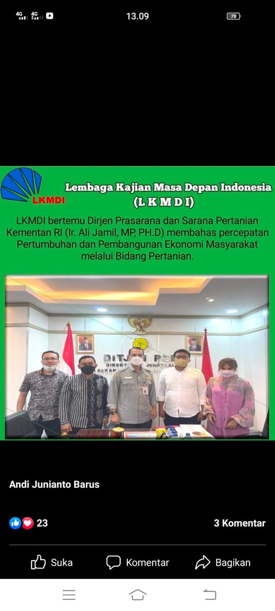 lkmdi's tweet photo. Andi Junianto Barus, Direktur Eksekutif LKMDI bersama Tim bertemu dengan Ir. Ali Jamil, MP, PH.D (Dirjen Prasarana dan Sarana Kementan RI) https://t.co/wrpMEFg0ML
