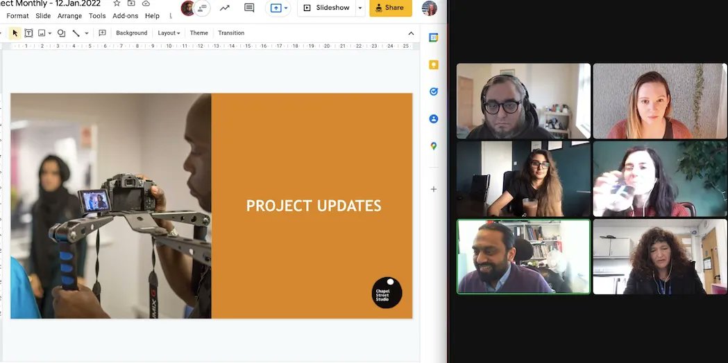 ChapelStStudio's tweet photo. Every month we hold Connect events (normally in person with a tasty @BreadandRosesBD breakfast + plenty of coffee but last week on Zoom to reduce mixing.) We run through project updates with the team and have a general catchup 😊 #CreativeTeam https://t.co/oatyBC0eXG