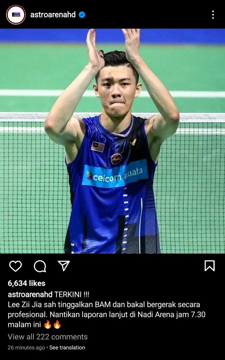 Two different situations in one day. 

Pagi: Mood happy dah bila tengok Lee Zii Jia post "kasi fight demi Malaysia"

Petang: What's happening 👀

I really hope this is for Malaysia &amp; most importantly, for himself. He loves badminton so much. Let's try put our trust on him 🇲🇾🏸