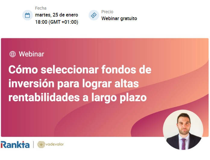 VadevalorES's tweet photo. El martes de la semana que viene día 25 de enero a las 18:00, Javier Ribas Meneu participará en un webinar de 
@Rankia en el que explicará cómo seleccionar fondos de inversión para lograr altas rentabilidades a largo plazo. 

Enlace para reservar plaza: https://t.co/mSSIM08aLX https://t.co/nUGuWbsonU