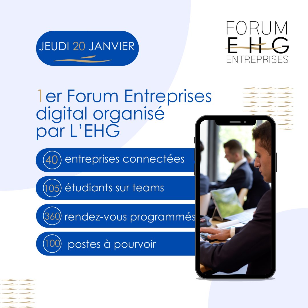 L'EHG organise son premier Forum Digital le Jeudi  janvier 2022.

#ehg #ecolehotelieregeneve #ehgmanagement #hospitalitymanagement #hospitalityindustry #hospitalityschool #managementschool #career #etudiant #forum