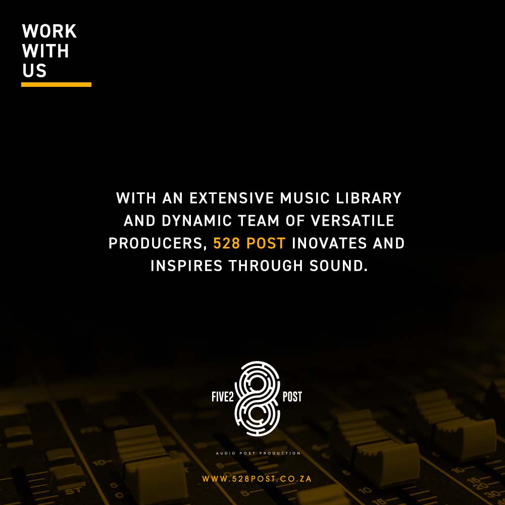 528post's tweet photo. We are an Audio Post-Production Facility based in Ferndale, Johannesburg; specializing in final mixing, tracking, music composition, and sound design for television, film, and radio.

Get in touch today!
#528Post #AudioPostProduction #Johannesburg #SoundDesign https://t.co/w38KnKIfQW