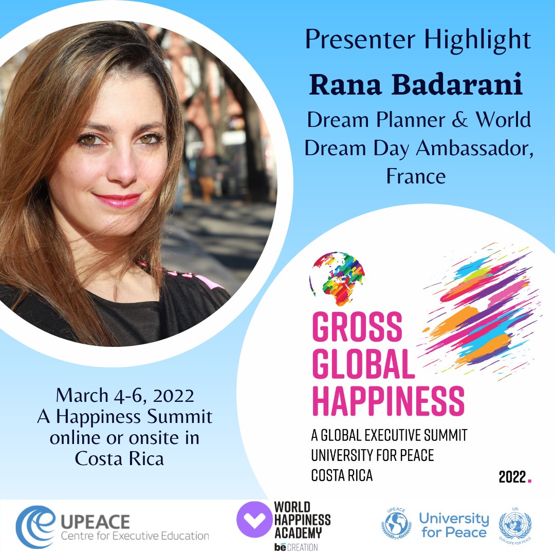 I’m excited to announce that I’ve been selected to present at the online Gross Global Happiness Summit! 
Interested in joining me? bit.ly/GrossGlobalHap…
Thank you <a href="/UPEACECentre/">UPEACE Centre</a> <a href="/UPEACE/">University for Peace</a> <a href="/worldhappinessf/">World Happiness Foundation</a>
#dreams #happiness #upeace #ggh2022