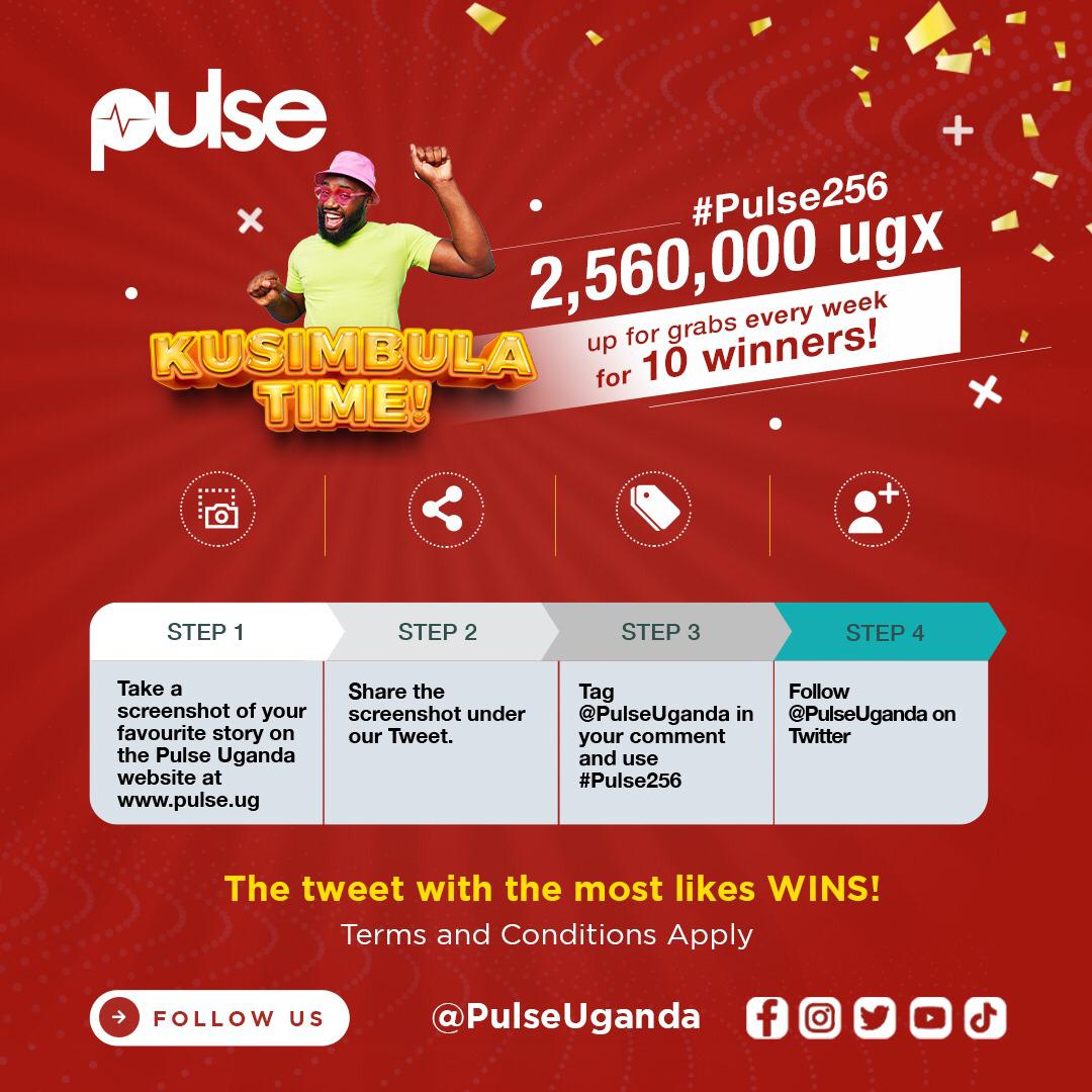 KUSIMBULA TIME!!! 🎉 Do you want to put an end to your Jan-Worries?

With UGX 256,000 up for grabs every week for 10 winners, all you have to do is follow these prompts, and the tweet with the most likes WINS!! 💰💰💰

#Pulse256 
#WeArePulse