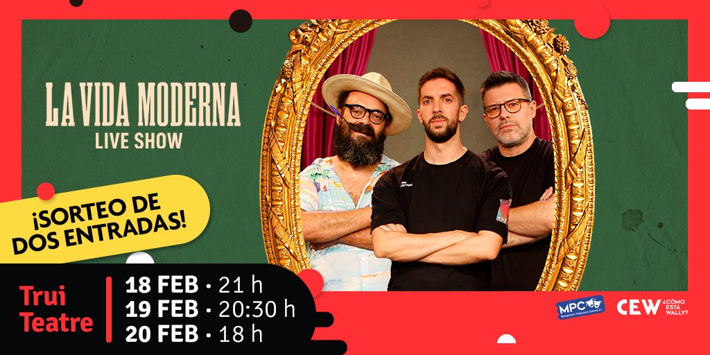 cewmanagement's tweet photo. Tenemos un #sorteito armado en IG y FB (@comotawally). ¿Quién quiere dos entradas para ver en directo a la @vidamoderna? 🎟

Aquí sólo avisamos, allí participáis. SUERTE 🤞🏻 https://t.co/XH2R3p0Kkc