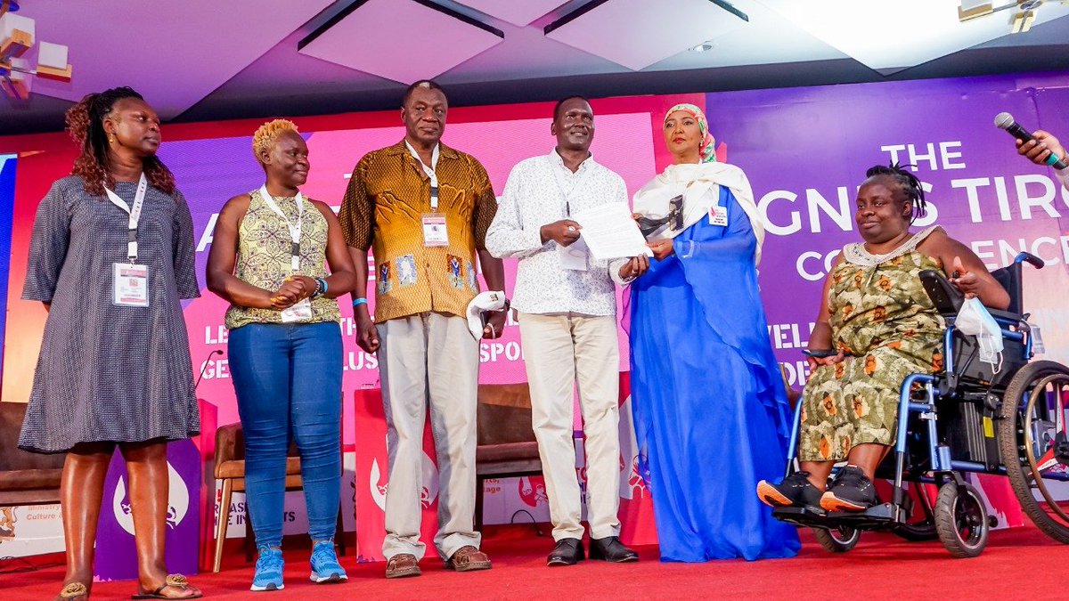 OlympicsKe's tweet photo. The Ministry of sports receives declarations and commitments on gender inclusivity and against Gender Based Violence in sports by Federations and Athlete Associations.
#TeamKenya
#EndGBVinSportsKE
#AgnesTiropConference
#SportsInclusivityChatKE https://t.co/2pRdhkj7gS