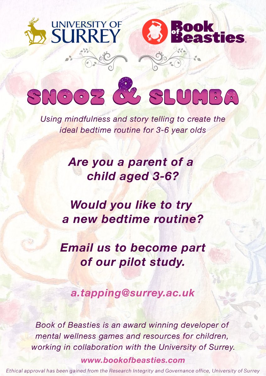bookofbeasties's tweet photo. 🟢 A you a parent of a 3-6 year old?
🟡 Do you struggle at #bedtime?
🟣 Would you like to be a part of a bedtime revolution?

Join our Snooz &amp; Slumba pilot study, trialling a new support that aspires to improve bedtime routines using #mindfulness techniques and story telling. https://t.co/5gzpEWVE7I