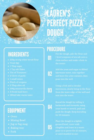 WestsChefsAcad's tweet photo. Following along at @WestmuirHigh ?

Here’s Last weeks perfect pizza dough recipe! Quick, low cost, tasty and fun for all the family 🍕 But what’s your favourite topping? 🤔 https://t.co/JLovHXWUk6