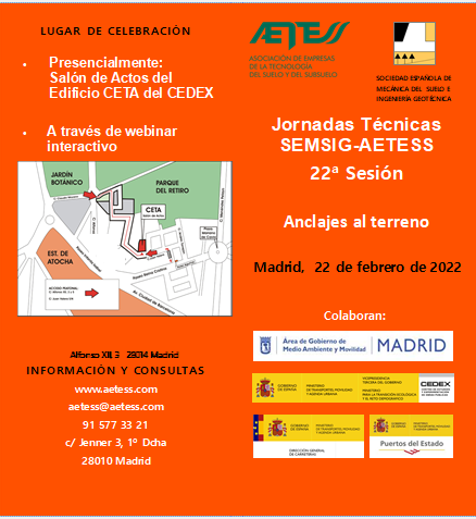 Está abierto el plazo de inscripción de la 22ª Sesión de las Jornadas Técnicas SEMSIG-AETESS. En esta ocasión trataremos el tema Anclajes al Terreno.
Adjuntamos el programa y el formulario de inscripción.
n9.cl/lqric
forms.office.com/r/jmzk01bxFF