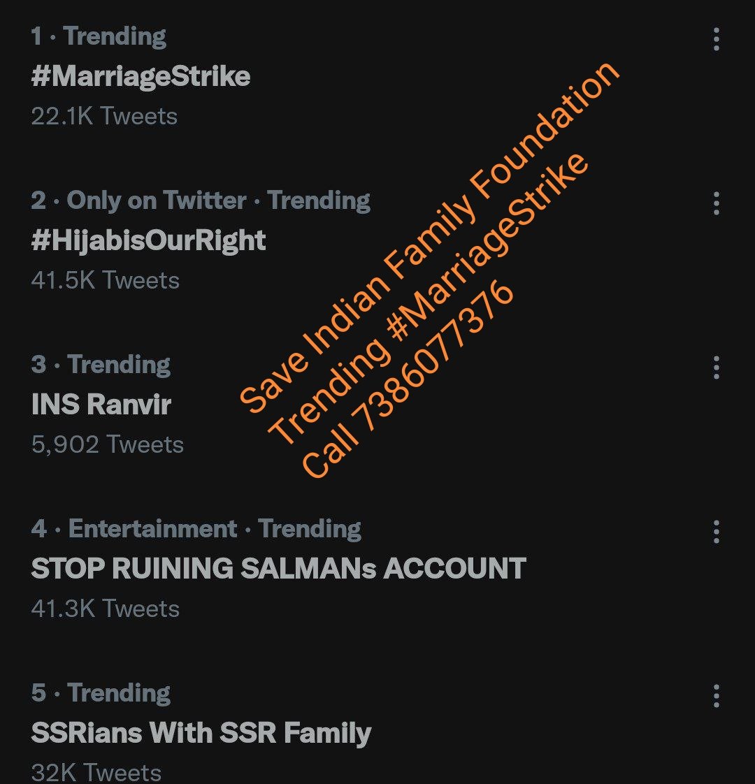 #MarriageStrike (Trndng at 1) is the need of hour at India in the wake of #UnconstitutionalCrPC which is constantly nurturing #FeminineCentric laws such as #mArItAlRape etc
#विवाह_बहिष्कार ही पुरुषों के लिए समुचित कदम है अपने व अपने वृद्ध मां बाप को कानूनन सुरक्षित रखने के लिए।