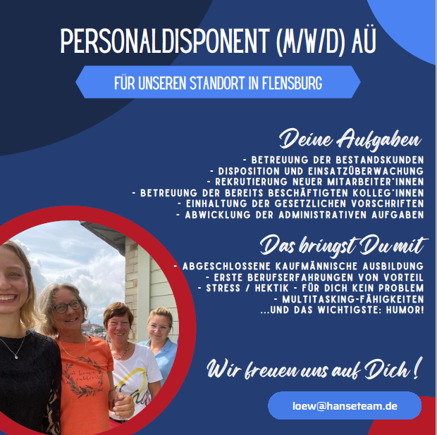Du suchst einen neuen, aufregenden Job mit viel Abwechslung, dann bist Du bei uns goldrichtig! Wir suchen Dich als Personaldisponent (m/w/d) in Flensburg. Du wolltest schon immer bei einem Personaldienstleister arbeiten, dann ist jetzt die passende Gelegenheit dafür!

#joblife