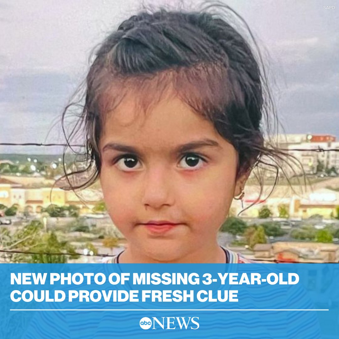 ABC's tweet photo. A potential new clue has emerged in the case of missing 3-year-old Lina Sardar Khil, who was last seen in San Antonio, Texas, nearly one month ago. https://t.co/GwGc0qV9yw https://t.co/BPILeYcxGO