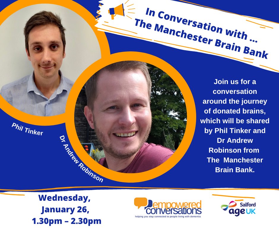 Still time to sign up for A Conversation with ... The Manchester Brain Bank.  Great opportunity for all to learn more about their work.  <a href="/LBUdementia/">Leeds Beckett Centre for Dementia Research</a> <a href="/brains4dementia/">Brains for Dementia Research</a> <a href="/drnire/">Dementia Research Network Ireland</a> <a href="/BC_CRPD/">Centre for Research on Personhood in Dementia</a> <a href="/DementiaCRC/">Dementia Centre for Research Collaboration (DCRC)</a> <a href="/beatdementia/">Join Dementia Research</a> @PennyFoulds <a href="/DementiaStudies/">Association for Dementia Studies</a> <a href="/AlzheimerEurope/">Alzheimer Europe</a> <a href="/KateLeeCEO/">Kate Lee</a>