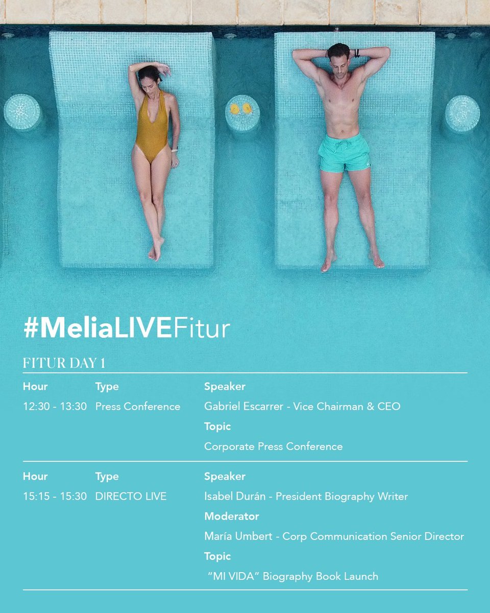 Paradisus by Melia (@paradisus) on Twitter photo Today's agenda at <a href="/fitur_madrid/">FITUR</a> We'll be live streaming on our LinkedIn profile #MeliaLIVEFitur linkedin.com/company/melia-… <a href="/MeliaHotelsInt/">Meliá Hotels International</a> Today's agenda at <a href="/fitur_madrid/">FITUR</a> We'll be live streaming on our LinkedIn profile #MeliaLIVEFitur linkedin.com/company/melia-… <a href="/MeliaHotelsInt/">Meliá Hotels International</a>