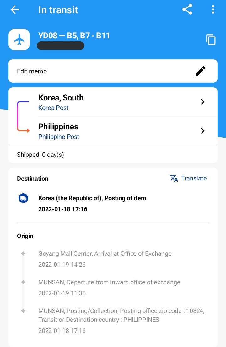 8juncart's tweet photo. #8updates :: YD08 - B5, B7— B11
⌗ status : IN TRANSIT to PH
for ship out na po! got the tracking number na. https://t.co/ILManETzfV
