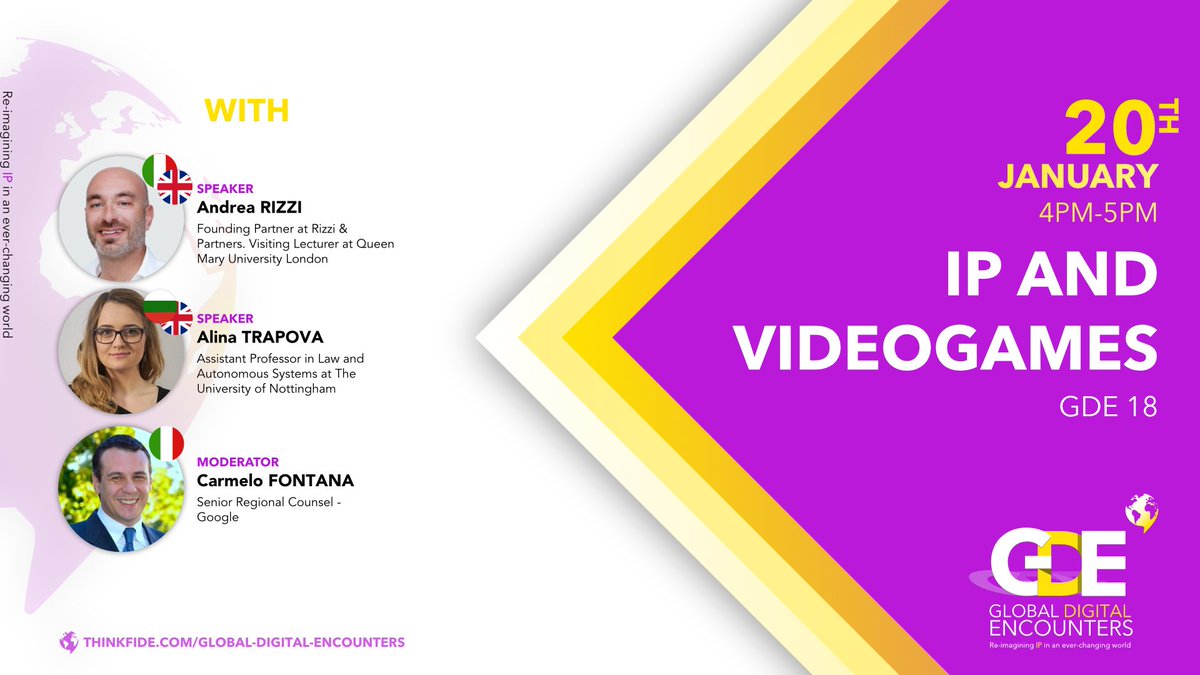 fide_fundacion's tweet photo. Tomorrow at the #GlobalDigitalEncounters 18 we will meet with speakers @andrear44933404, @alinatrapova, and @CarmeloFontana to cover some of the more relevant questions surrounding the relationship between #IP and #Videogames 🎮

Join the discussion 👉 https://t.co/h54FJOGlwC https://t.co/45N51optiv
