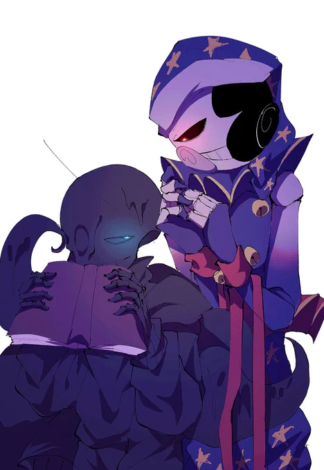 クロスオーバーで
なんか雰囲気が似てる気がする🌙くん×ナイトメアサンズ🤔
 #FNAF
 #Undertaleau 