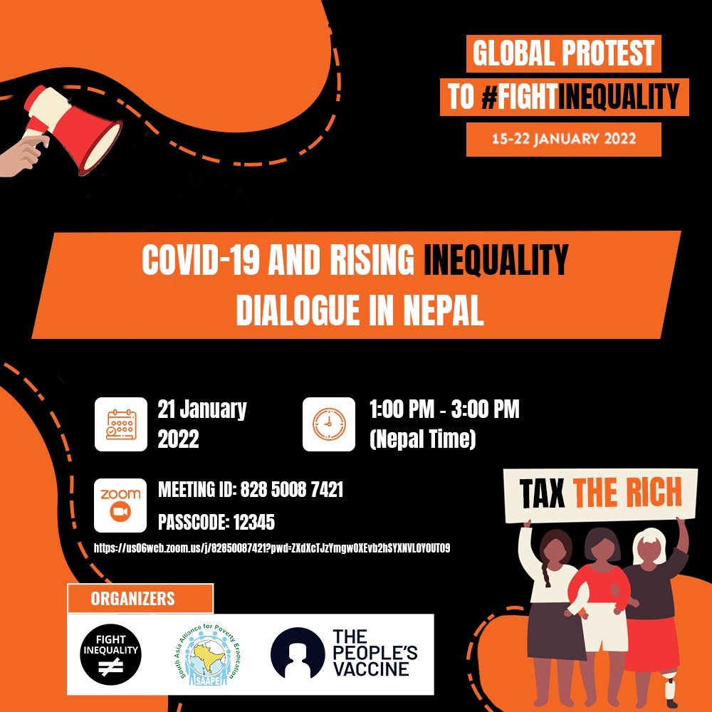 Happening on 21st of January #FightInequality #risingcovid #risinginequality #TaxTheRich #globalprotest #endinequalityvirus