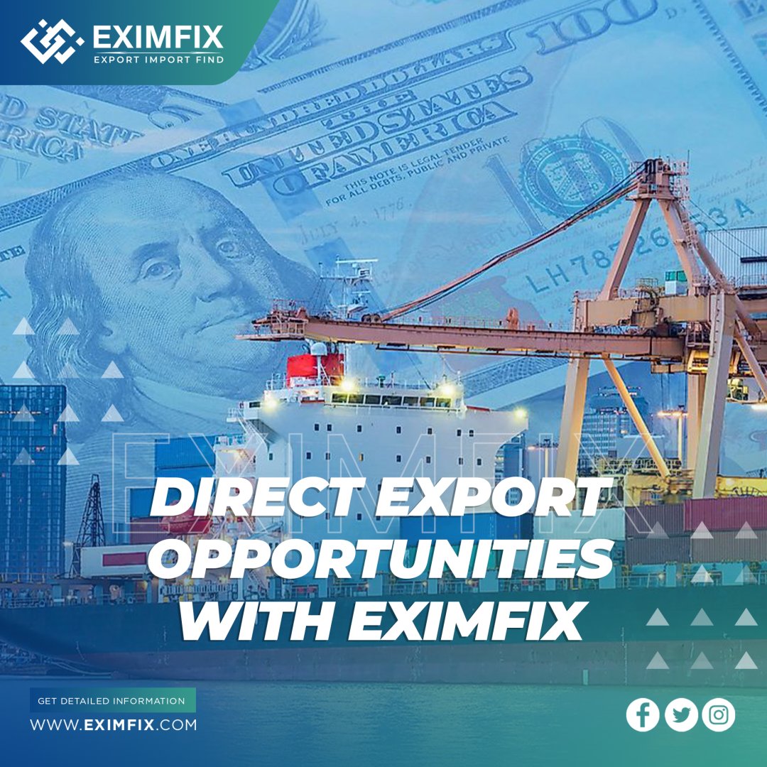 Export is an economic activity of special importance as it earns foreign currency to the country.

Eximfix offers direct export advantages by bringing together buyers and sellers from all over the world. Sign up for free today: eximfix.com

#B2B #export #import #trade