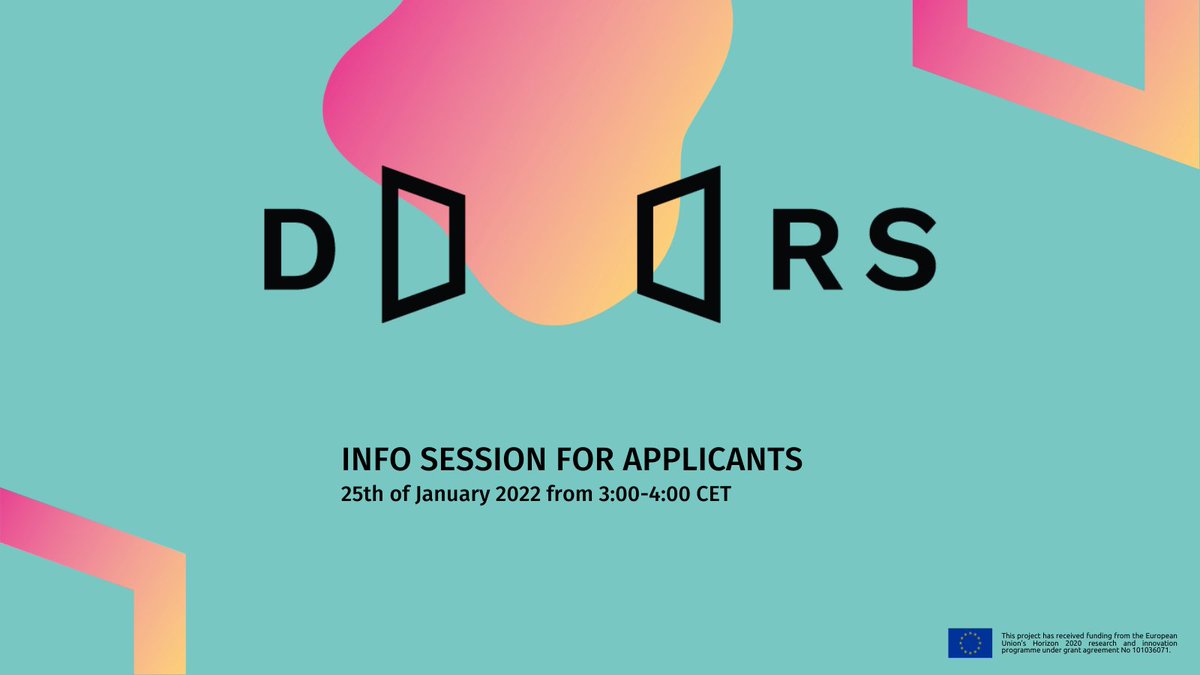 📢 Join us on the 25th of January from 3:00-4:00 CET to learn more about the DOORS open call.
👉 Register here bit.ly/3GIrlQu
🔎We'll present the #doorseu project, the #opencall & answer any other questions you might have. 
 
#museumdigitalization #musetech