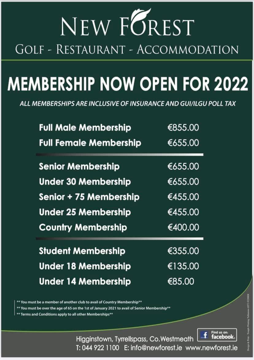 Contact member@newforest.ie to enquire about joining New Forest this year.