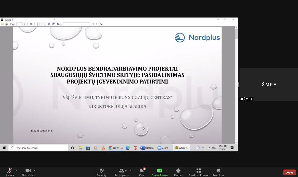 14-01-2022 ERCC participated with presentation in Nordplus Adult consultation workshop organised by Lithuanian National Agency. ERCC presented 3 <a href="/WeAreNordplus/">Nordplus</a> projects in the field of #tourism  and #adult #education including #nordtournet3 project.
